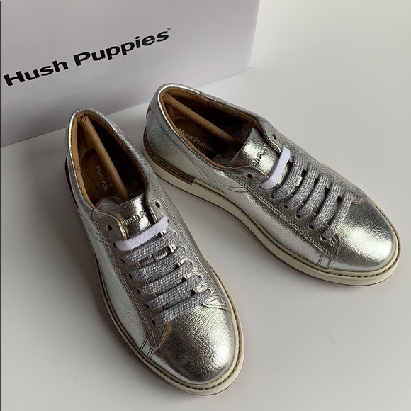 Hush Puppies Shoes - Hush Puppies Sabine Silver Leather Sneakers